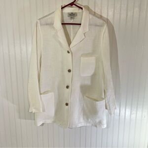 Island Republic Ivory 100% Linen Jacket Women’s L Layering